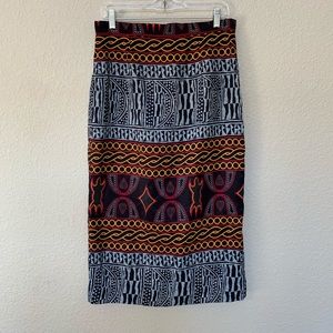 Tribal Print Midi Skirt